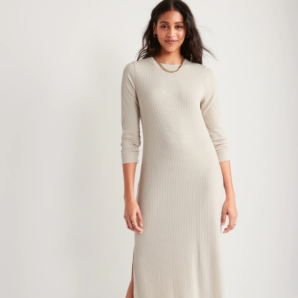 Old Navy Rib-Knit Maxi Shift Dress Beige sz.L